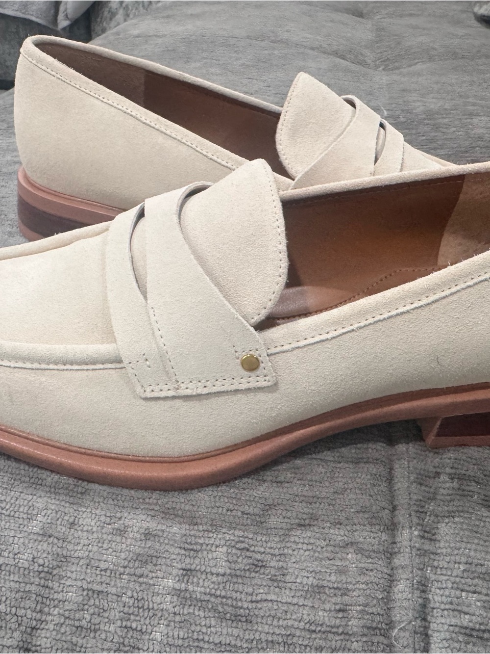Franco Sarto Cream Suede Penny Loafers
